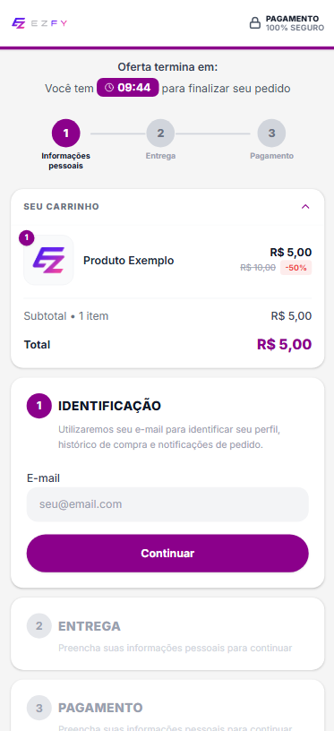 Layout clássico de checkout Ezfy